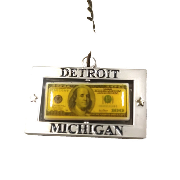 Detroit Michigan 100 Dollar Bill Spinner Metal Keychain - Picture 3 of 5